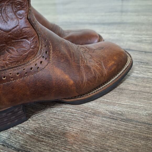 Justin square Toe Cowgirl Western Brown Leather Boot womens 6.5 - Picture 5 of 9